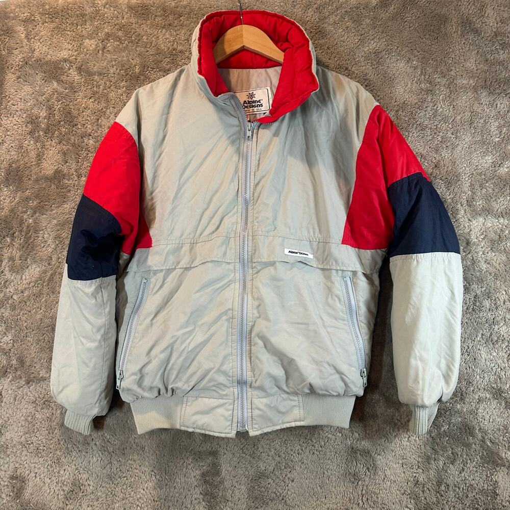 Vintage Puffer Coat Bomber Ski Jacket Alpine Designs Nylon Goose Down Men's S